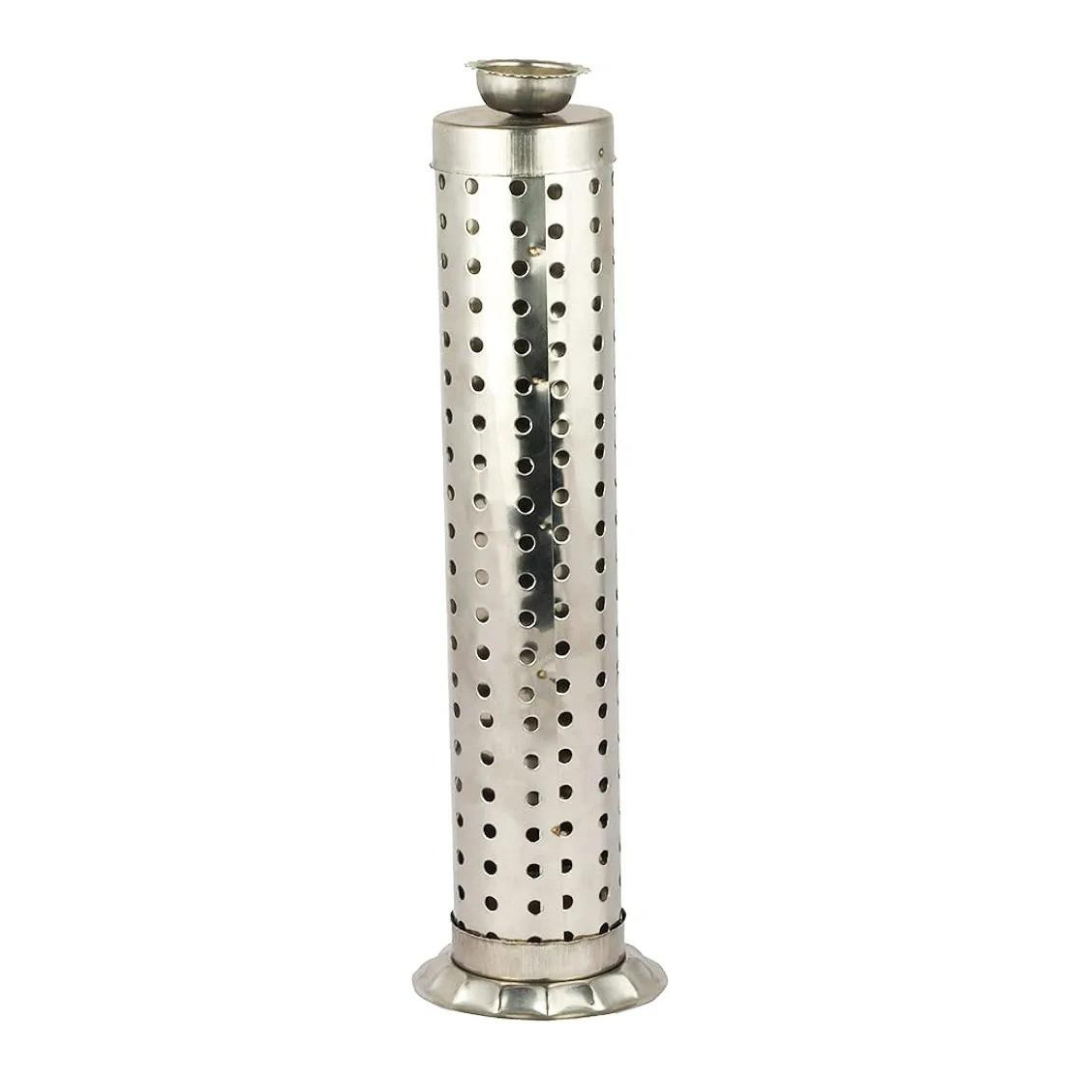 Steel Agarbatti Stand for Puja | Incense Stick Holder with Ash Catcher | 25cm Height