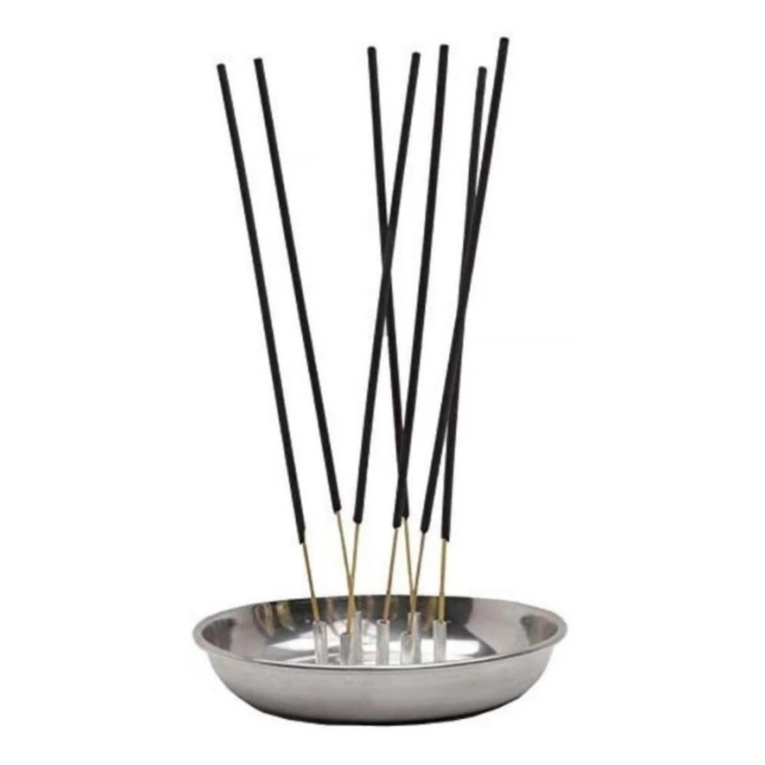 Stainless Steel Agarbatti Stand Plate / Incense Holder holds 3 Agarbattis (Pack of 3)