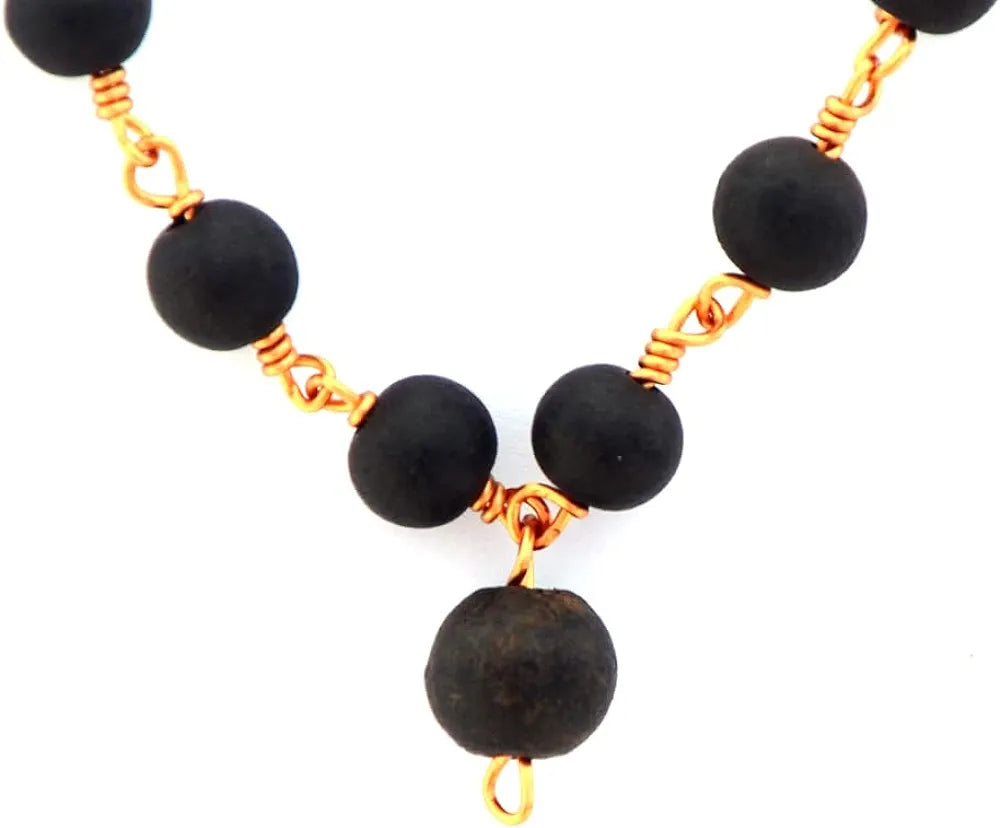 Karungali Copper malai 6mm| Unpolished Natural Color| Malai |Original Karungali malai-6mm | 54 Beads |Ebony Blackwood with Copper |Spiritual Accessories