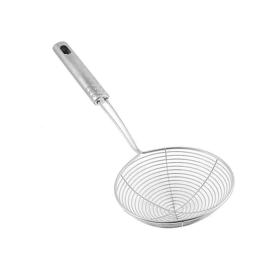 Jhara for Frying | Puri Strainer | Steel Deep Fry Jhara Mesh Laddle | Jharni Wire Skimmer with Handle for Oil Extraction