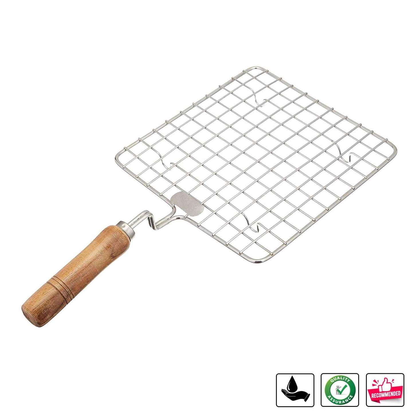 Papad Jali Roast, Paneer Grill, Roti Maker, Barbeque Jali Roaster Chapati Toast Grill Wooden Handle Vegetable tandoor net, Baigan Bharta (Square)
