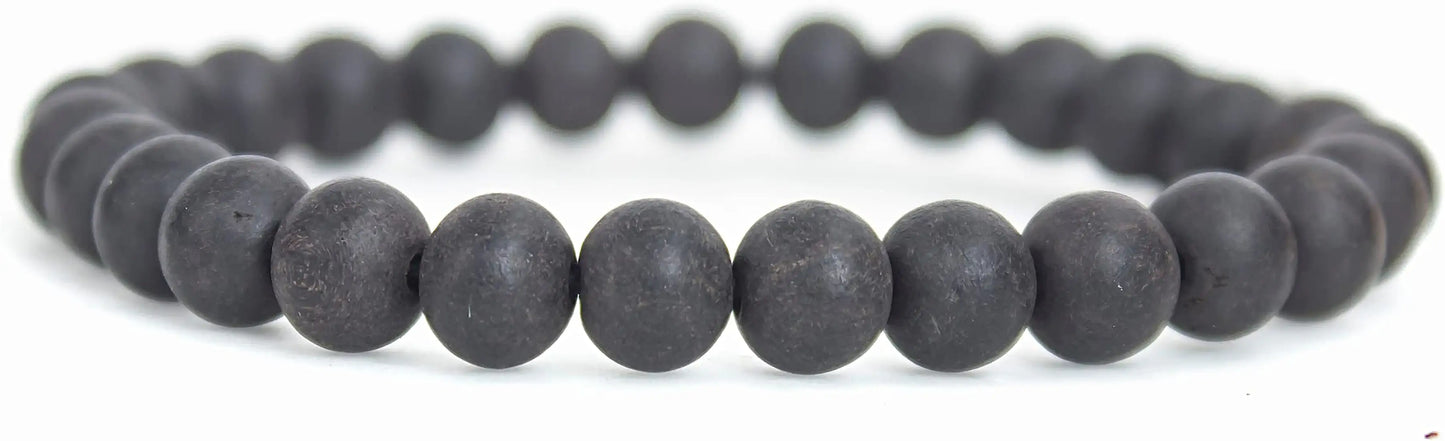 Natural Unpolished Karungali Bracelets Original | Karungali Kattai Bracelet 8mm - Natural Black Ebony Wood 8mm Bead Size Natural Black 1 Piece