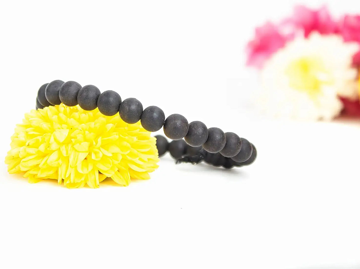 Natural Unpolished Karungali Bracelets Original | Karungali Kattai Bracelet 8mm - Natural Black Ebony Wood 8mm Bead Size Natural Black 1 Piece