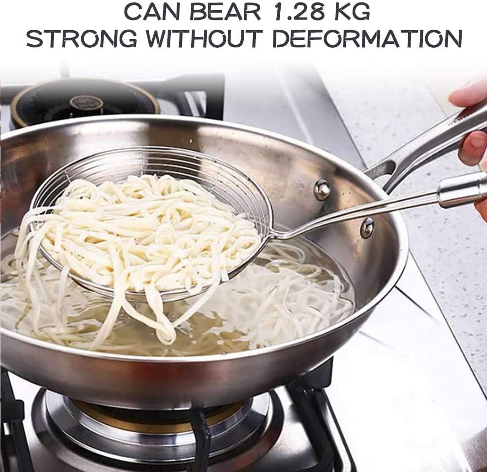 Jhara for Frying | Puri Strainer | Steel Deep Fry Jhara Mesh Laddle | Jharni Wire Skimmer with Handle for Oil Extraction