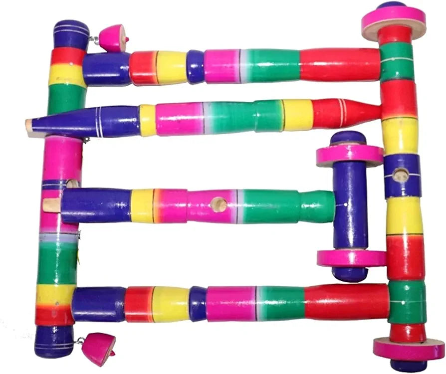 Multicolour Wooden Baby Walker Traditional Nadavandi Handmade for Kids Toddlers Activity β Push Walker for Baby for Age 0-3 Years
