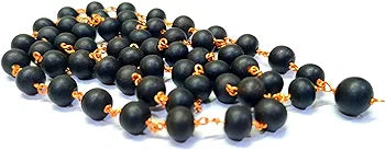 Karungali Copper malai 6mm| Unpolished Natural Color| Malai |Original Karungali malai-6mm | 54 Beads |Ebony Blackwood with Copper |Spiritual Accessories