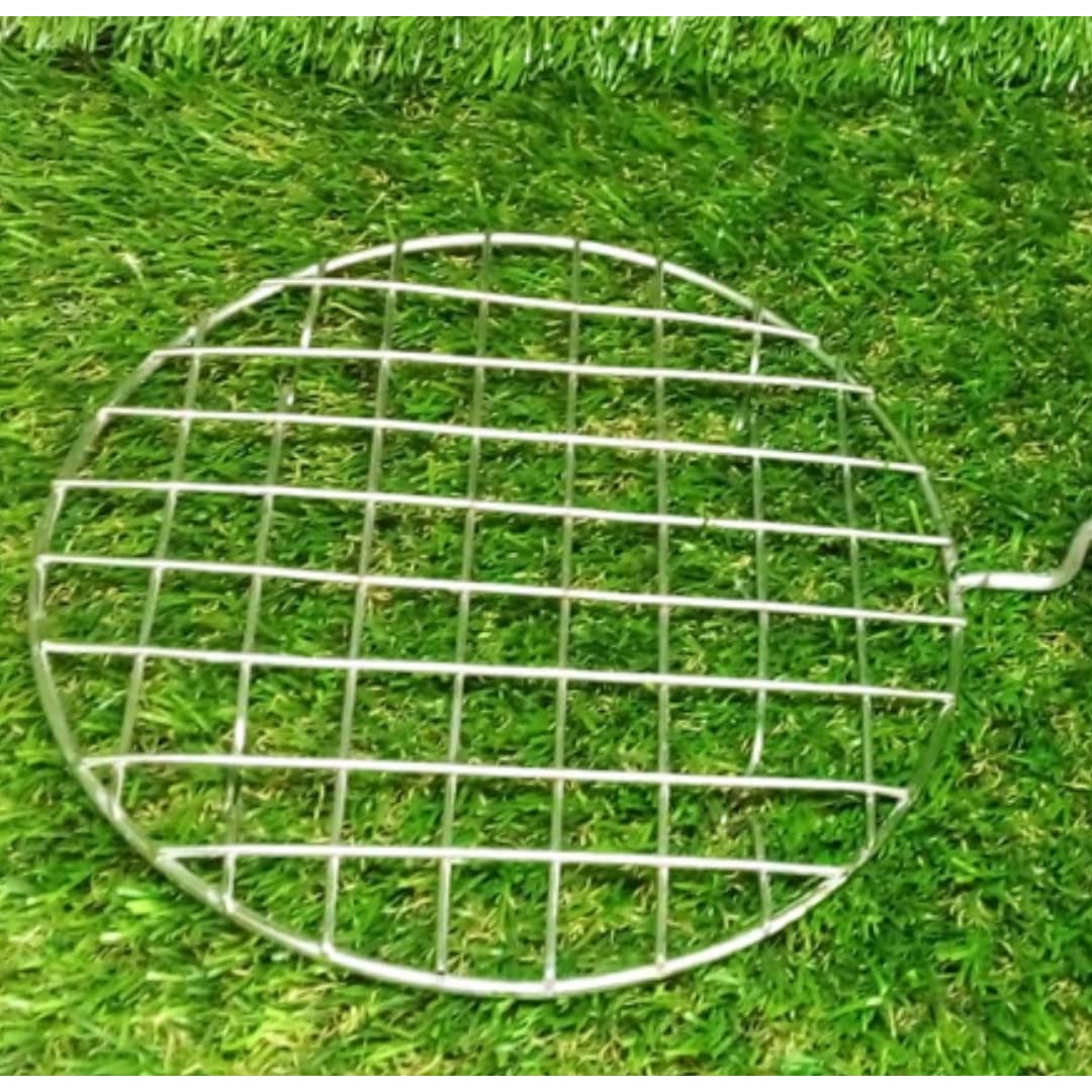 Papad Jali Roast, Paneer Grill, Roti Maker, Barbeque Jali Roaster Chapati Toast Grill Wooden Handle Vegetable tandoor net, Baigan Bharta (Round)