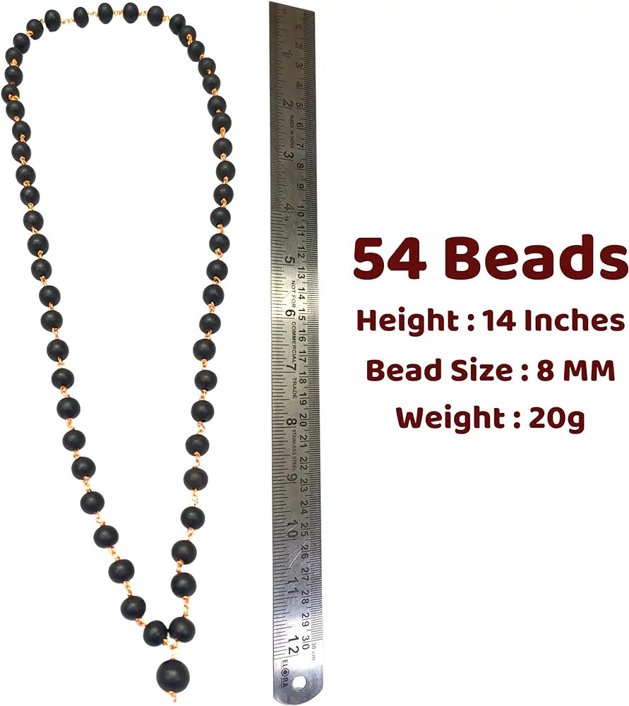 Karungali Copper malai 6mm| Unpolished Natural Color| Malai |Original Karungali malai-6mm | 54 Beads |Ebony Blackwood with Copper |Spiritual Accessories