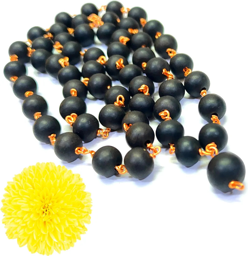 Karungali Copper malai 6mm| Unpolished Natural Color| Malai |Original Karungali malai-6mm | 54 Beads |Ebony Blackwood with Copper |Spiritual Accessories