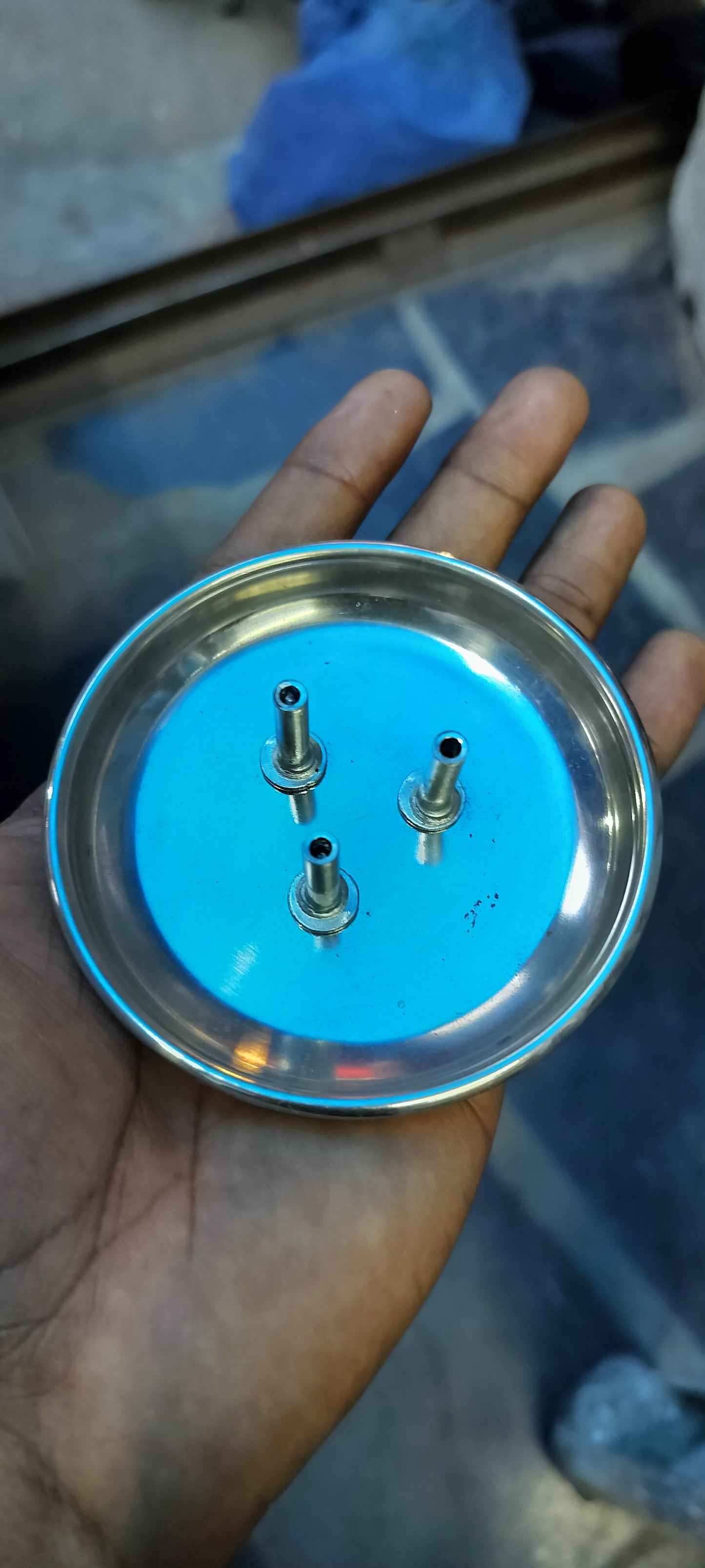 Stainless Steel Agarbatti Stand Plate / Incense Holder holds 3 Agarbattis (Pack of 3)