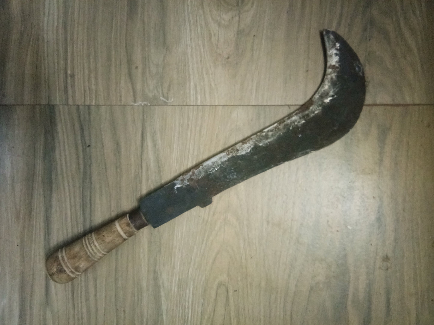 Multi Purpose Heavy Size High Tempered Kitchen Knife - Handmade Iron Billhook with Wooden Handle (Medium Size, Heavy Weight)