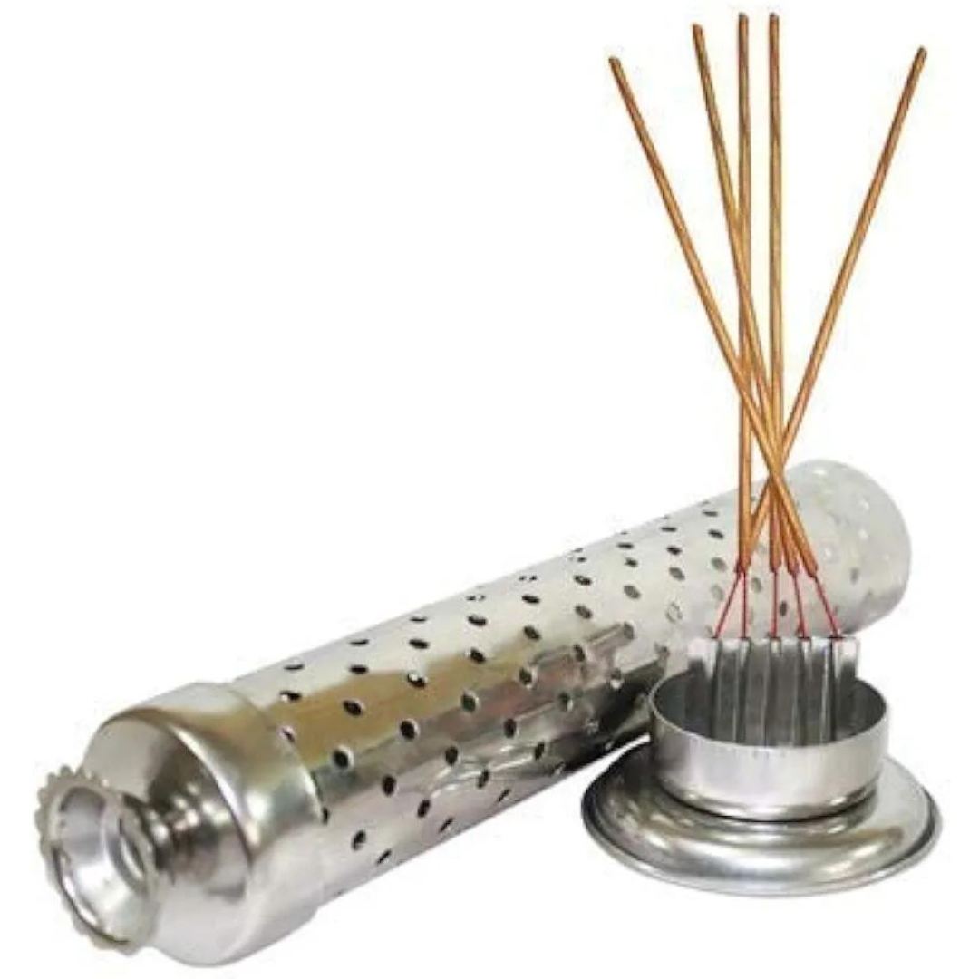 Steel Agarbatti Stand for Puja | Incense Stick Holder with Ash Catcher | 25cm Height