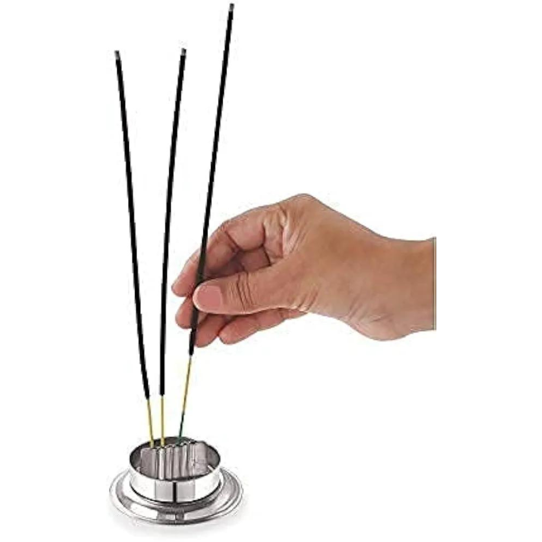 Steel Agarbatti Stand for Puja | Incense Stick Holder with Ash Catcher | 25cm Height