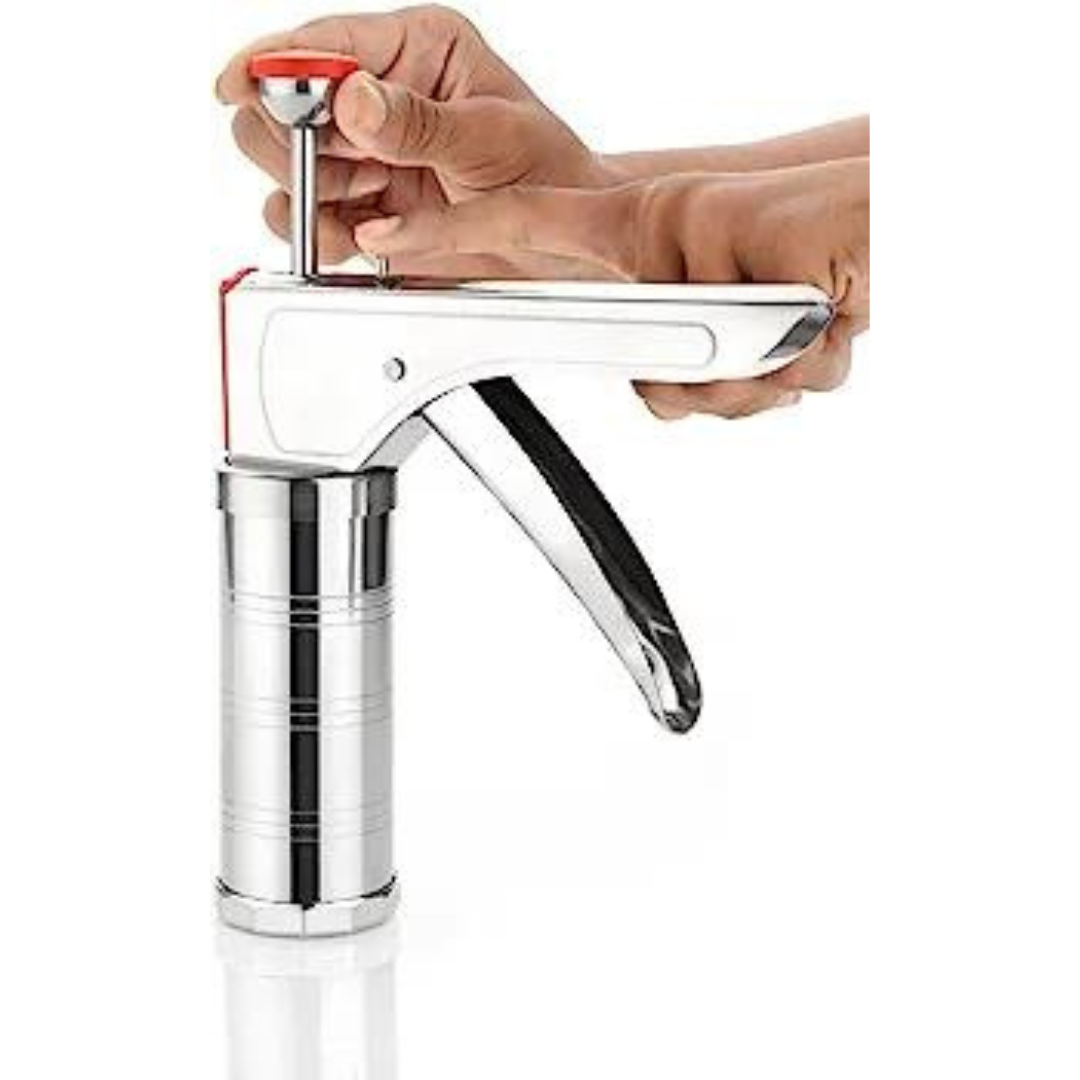 15-in-1 Stainless Steel Kitchen Press: Sev Sancha, Chakli Maker, Hand Press for Snacks and Cookies, Portable with Heavy-Duty Handle