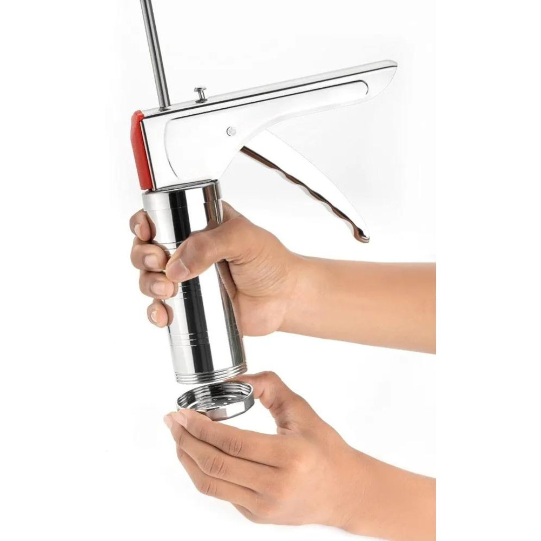 15-in-1 Stainless Steel Kitchen Press: Sev Sancha, Chakli Maker, Hand Press for Snacks and Cookies, Portable with Heavy-Duty Handle