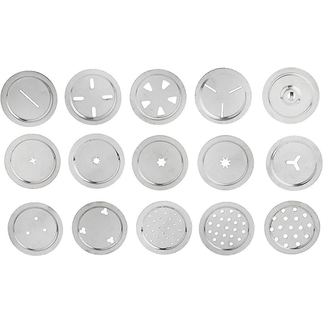 15-in-1 Stainless Steel Kitchen Press: Sev Sancha, Chakli Maker, Hand Press for Snacks and Cookies, Portable with Heavy-Duty Handle