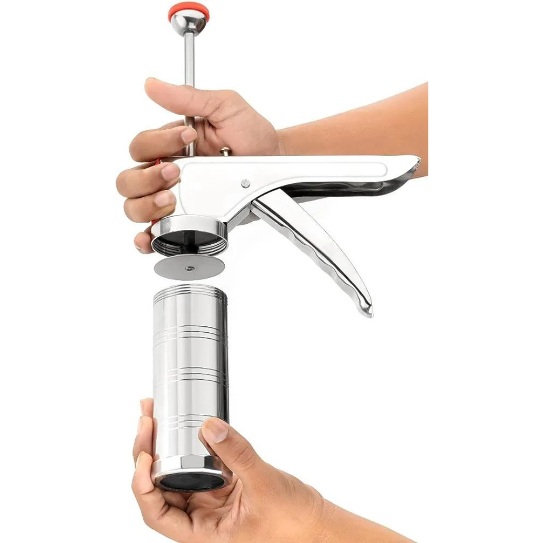 15-in-1 Stainless Steel Kitchen Press: Sev Sancha, Chakli Maker, Hand Press for Snacks and Cookies, Portable with Heavy-Duty Handle
