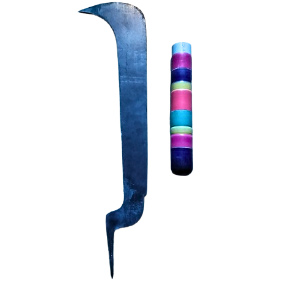 Symbolic / Ceremonial / Tribute Knife - Aruvaal for offering at temple - Handmade Iron Billhook with Wooden Handle