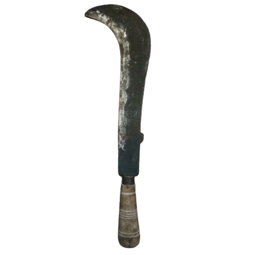 Multi Purpose Heavy Size High Tempered Kitchen Knife - Handmade Iron Billhook with Wooden Handle (Medium Size, Heavy Weight)