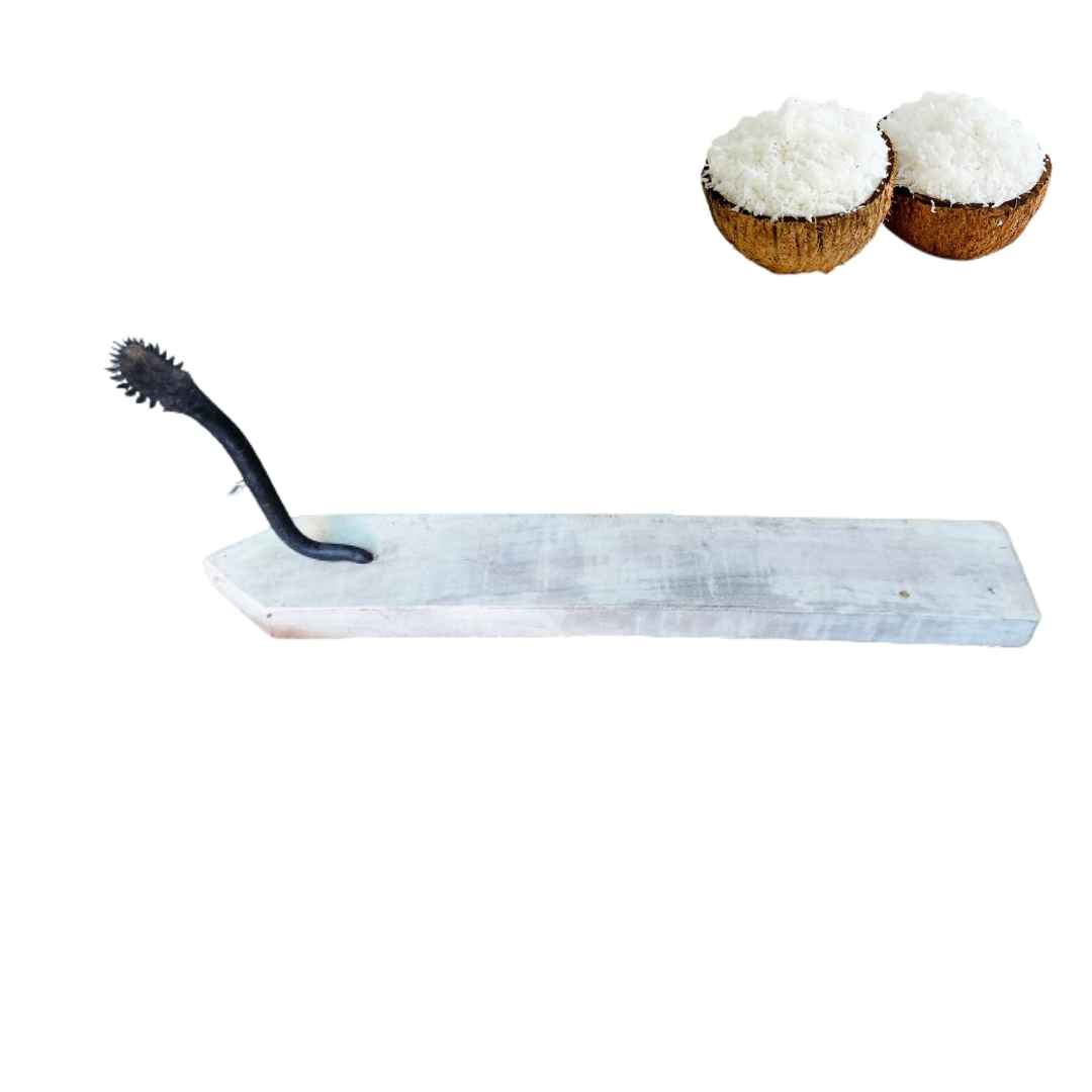 Manual Iron Coconut Scraper / Grater / Thengai Thuruvi with Wooden Base
