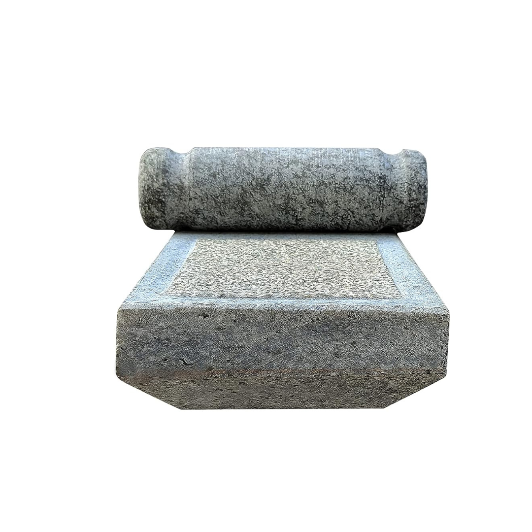 Traditional Hand Grinder, Stone Ammikallu, Small Size SIL Batta, Village Natural Home Decor, Gift, Pooja, Miniature, Kids Play (Length - 6 Inch, Width - 4 Inch) (Small Size)