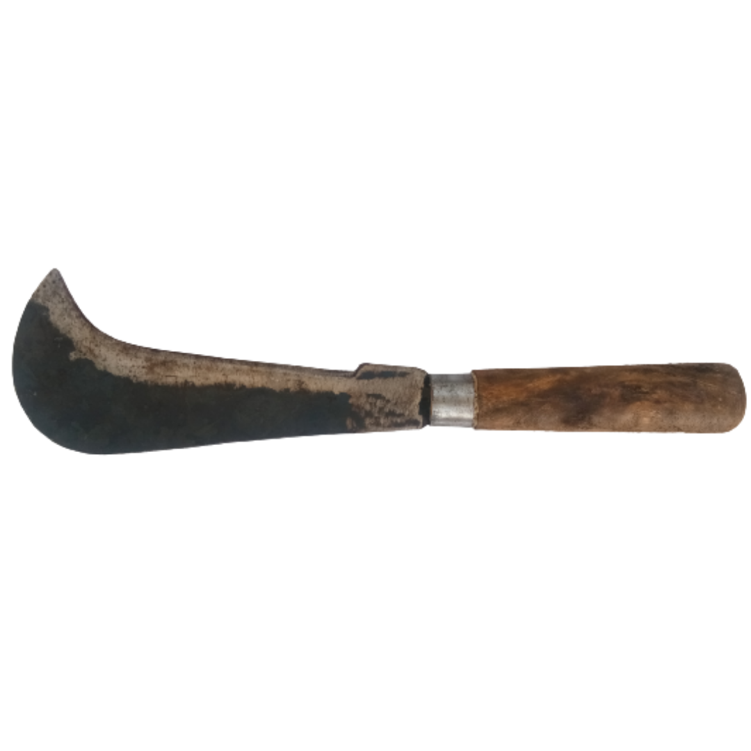 Traditional Aruvaal / Koduval / Vaakathi / Vettukathi β Handmade Iron Billhook with Big Wooden Handle (Small Size)