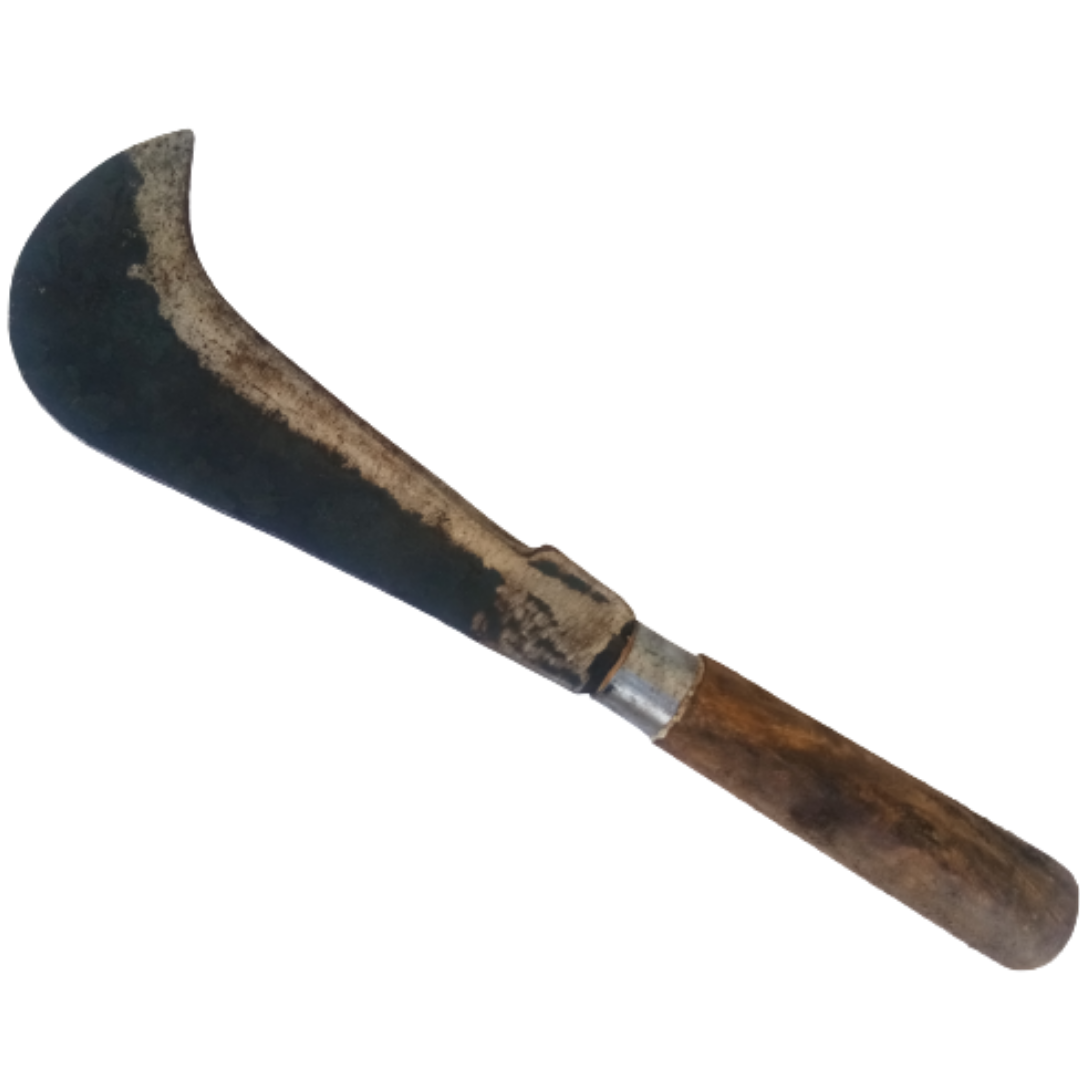 Traditional Aruvaal / Koduval / Vaakathi / Vettukathi β Handmade Iron Billhook with Big Wooden Handle (Small Size)
