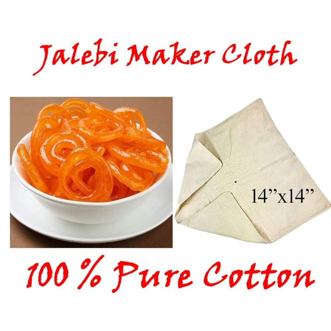 Cotton Double Layered Washable, Reusable and Hand Stitched Imarti Jalebi Cloth / Jangiri Maker with Hole for Professionals (Off White)