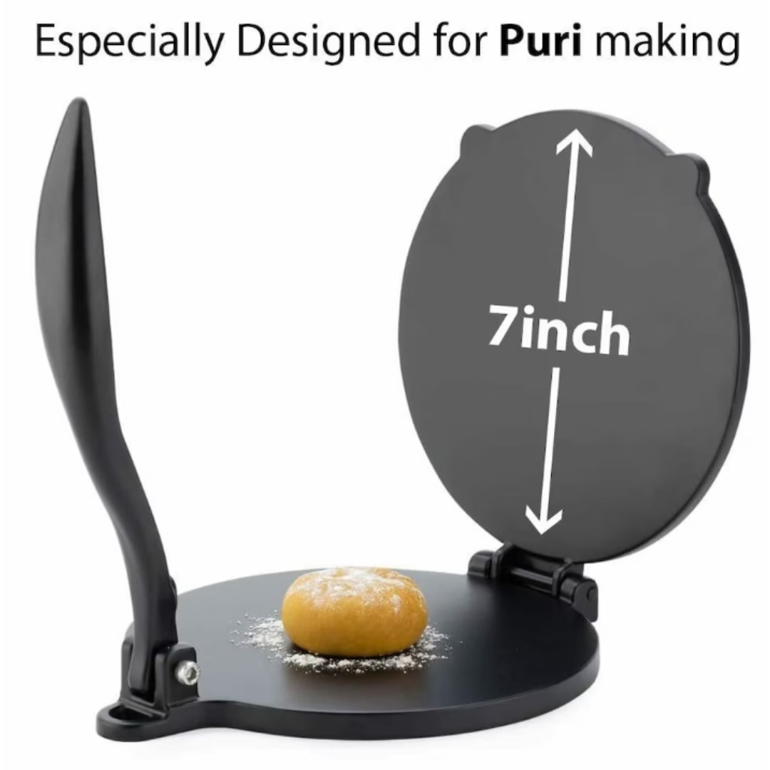 Cast Iron Manual Puri maker, Roti press, Pathiri press machine made with stainless steel inner surface