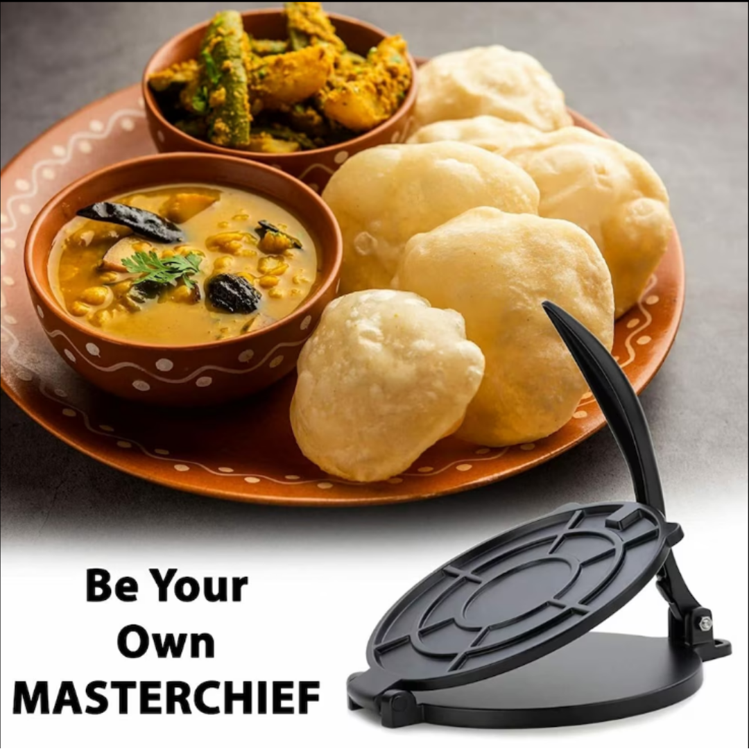Cast Iron Manual Puri maker, Roti press, Pathiri press machine made with stainless steel inner surface