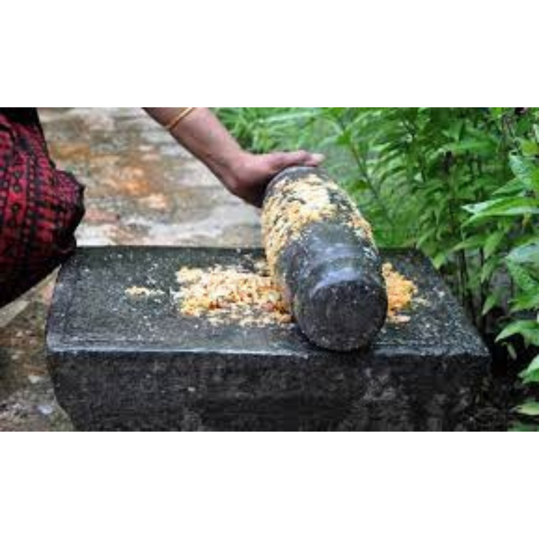 Traditional Hand Grinder, Stone Ammikallu, Small Size SIL Batta, Village Natural Home Decor, Gift, Pooja, Miniature, Kids Play (Length - 6 Inch, Width - 4 Inch) (Small Size)