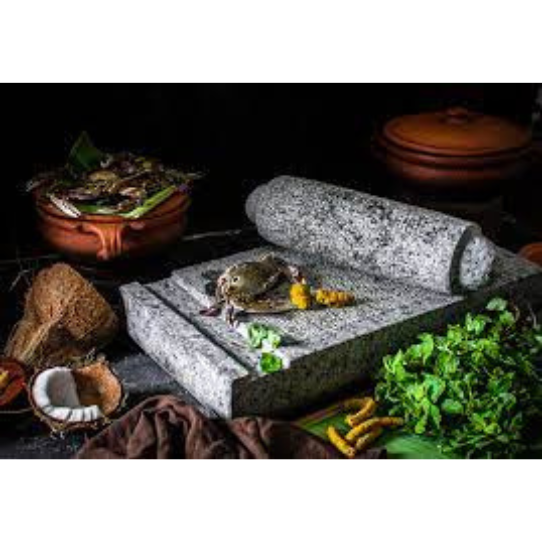 Ammikkalu, Traditional Hand Grinder, Grindstone (Grey, Length - 11 Inch, Width 7 Inch) (Medium Size) ( Assorted Design & Weight )