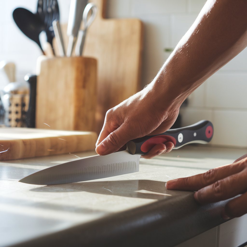 "10cm Triangular File with PVC Handle β Ideal for Sharpening Knives, Vegetable Choppers, and Billhooks for Home Kitchen Use"