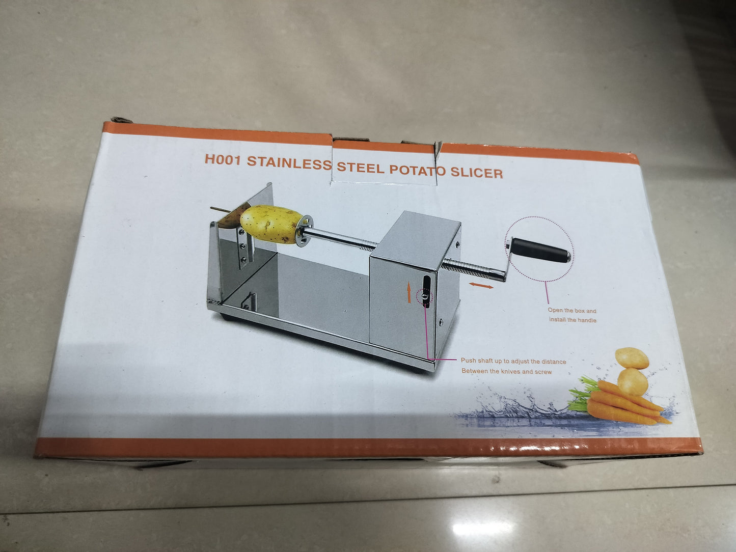 Stainless Steel Potato Spiral Cutter | Manual Twister Slicer Machine for Chips | Durable Metal Potato Slicer (6 x 5.5 x 11.3 in)