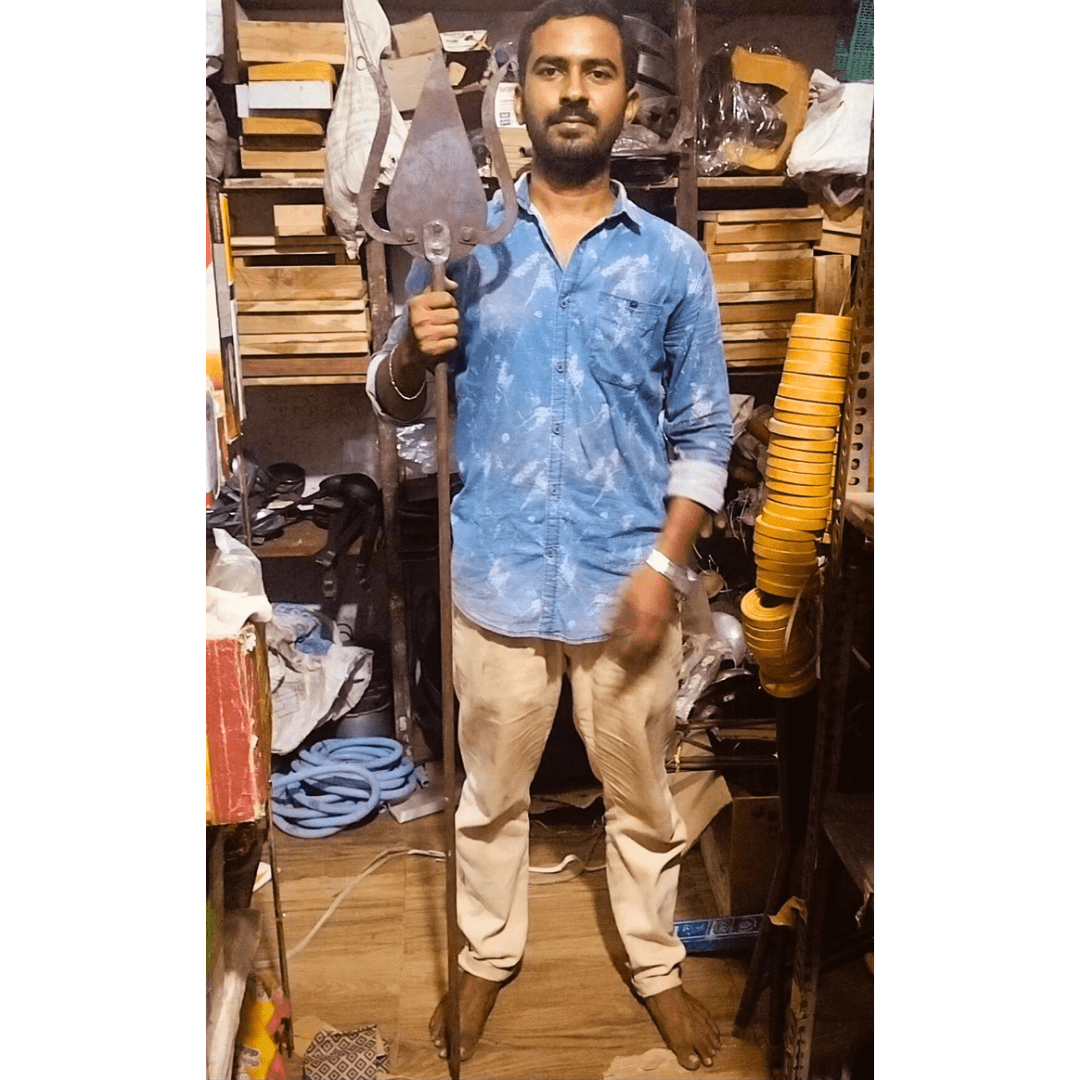 Traditional Long-Length Iron Trishul for Divine Offering and Worship ( 5 Feet Length Approximately)