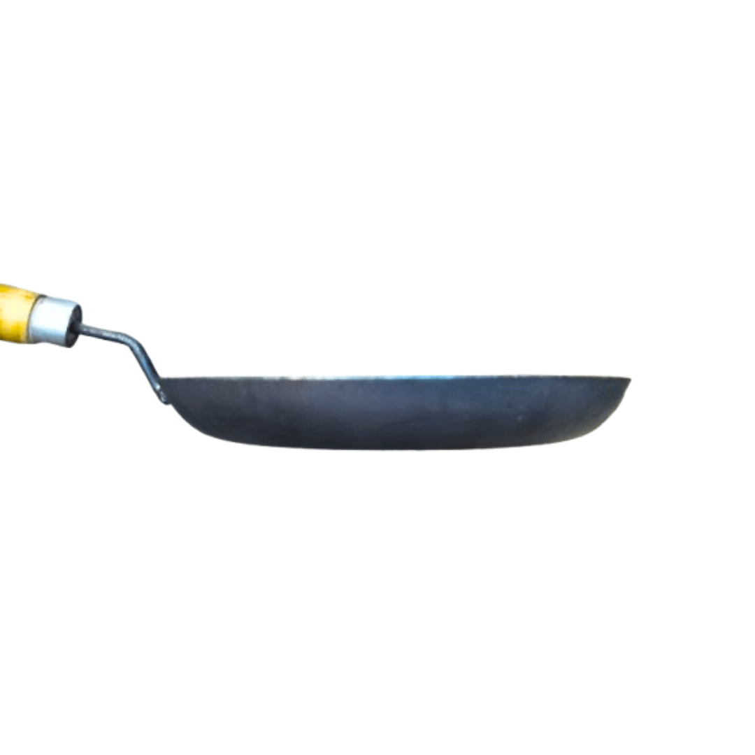10.5 Inch Iron Frying Pan with Wooden Handle | Flat Base, Gas & Induction Compatible | Ideal for Fish Fry, Vegetable Fry & Everyday Cooking