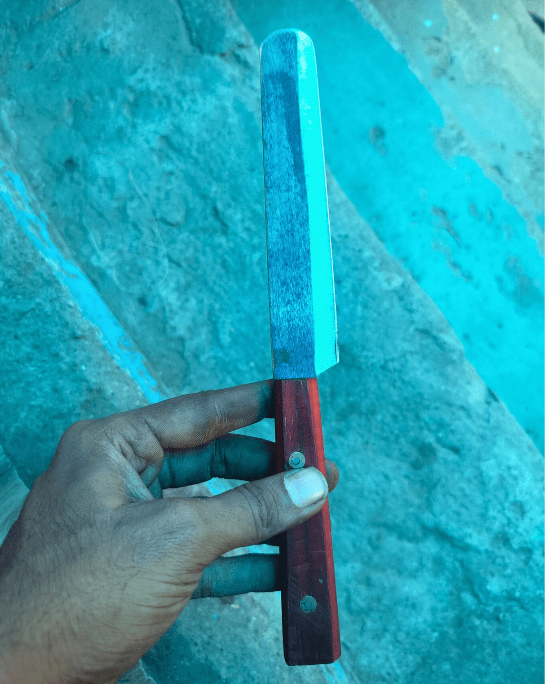 Traditional Kerala Kitchen Knife – Red Wooden Handle | Multipurpose Cutting Knife | 2-Piece Set