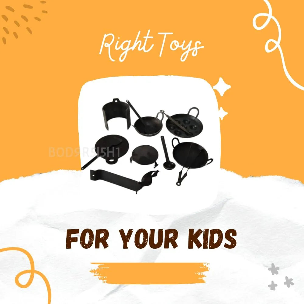 12 Pcs Iron Miniature Kitchen Toy Set – Traditional Kids Cooking Play Set