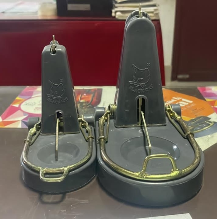 Black Cat Rat Trap β Heavy Spring Snap Trap for Home, Shops & Godowns | Reusable Plastic Rat Catcher