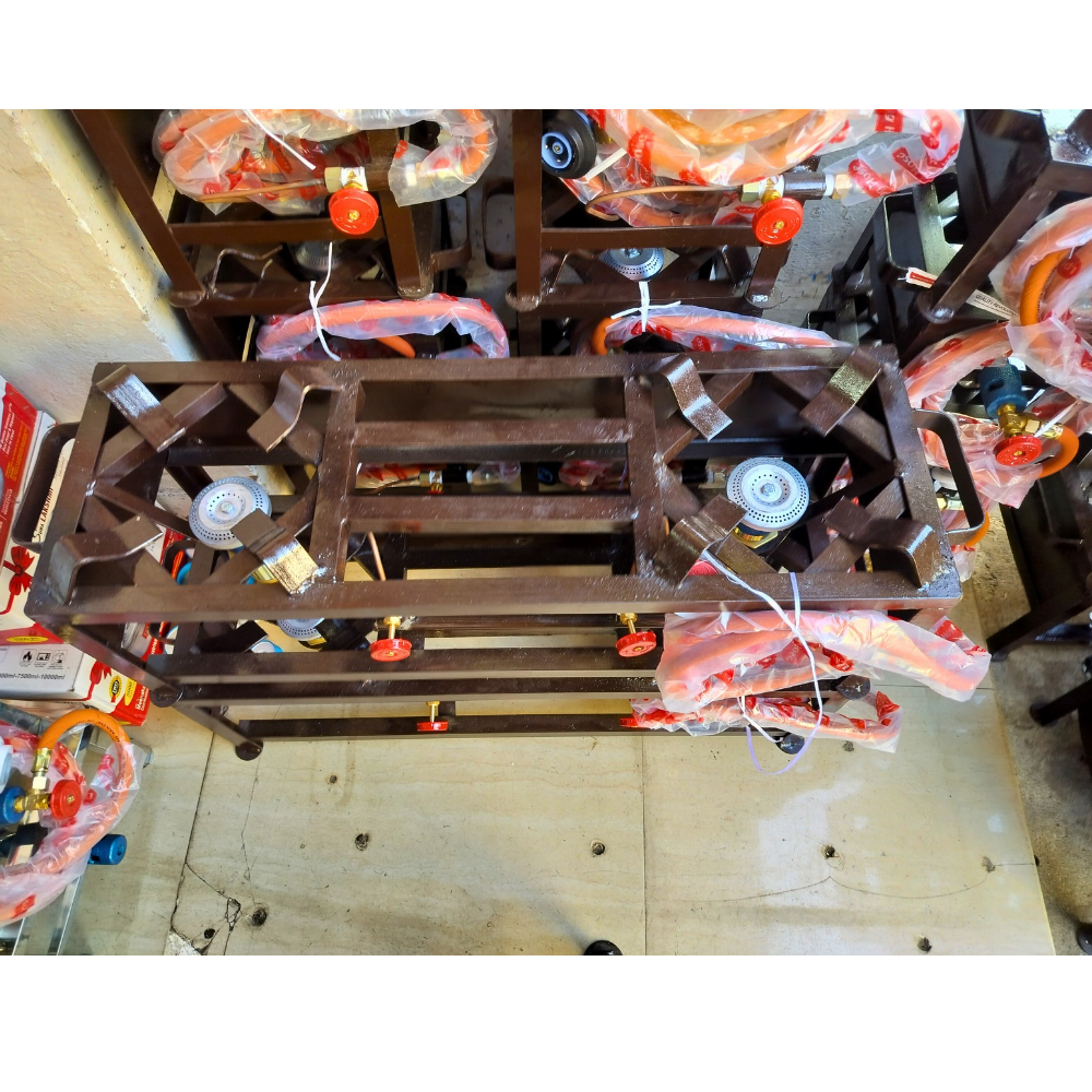 Double Burner Commercial Iron Gas Stove Bhatti | Heavy-Duty High-Pressure Chulha for Hotels, Canteens & Food Stalls | Manual Ignition