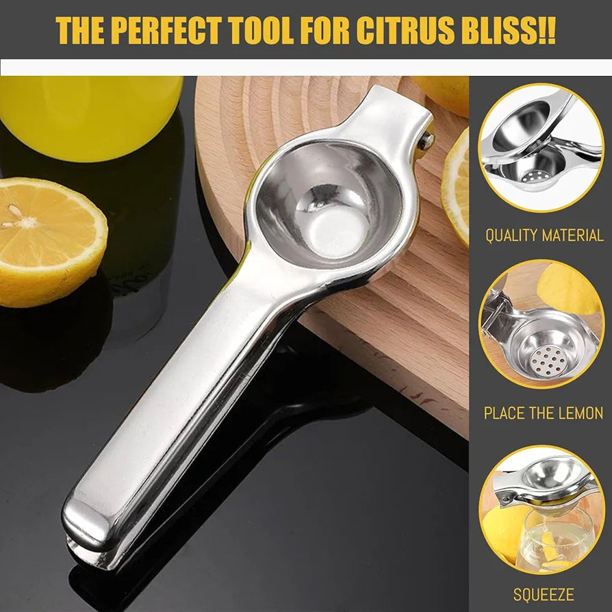 Stainless Steel Lemon Squeezer with Bottle Opener | Heavy-Duty Rust-Resistant Citrus Press | Kitchen & Bar Tool