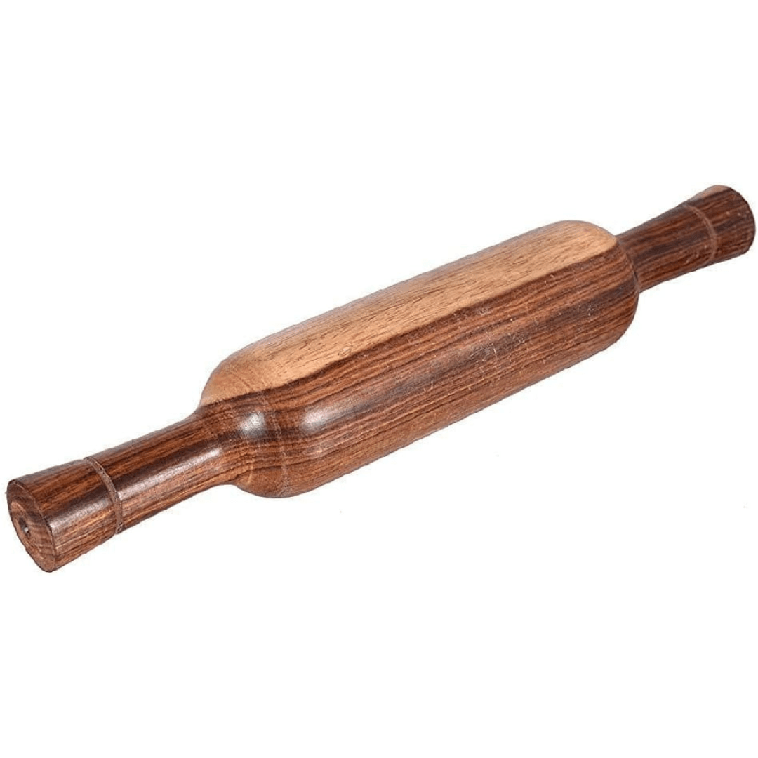 12 Inch Wooden Belan with Bulged Center – Easy Rolling Pin for Roti, Chapati & Poori | Strong Grip Handle