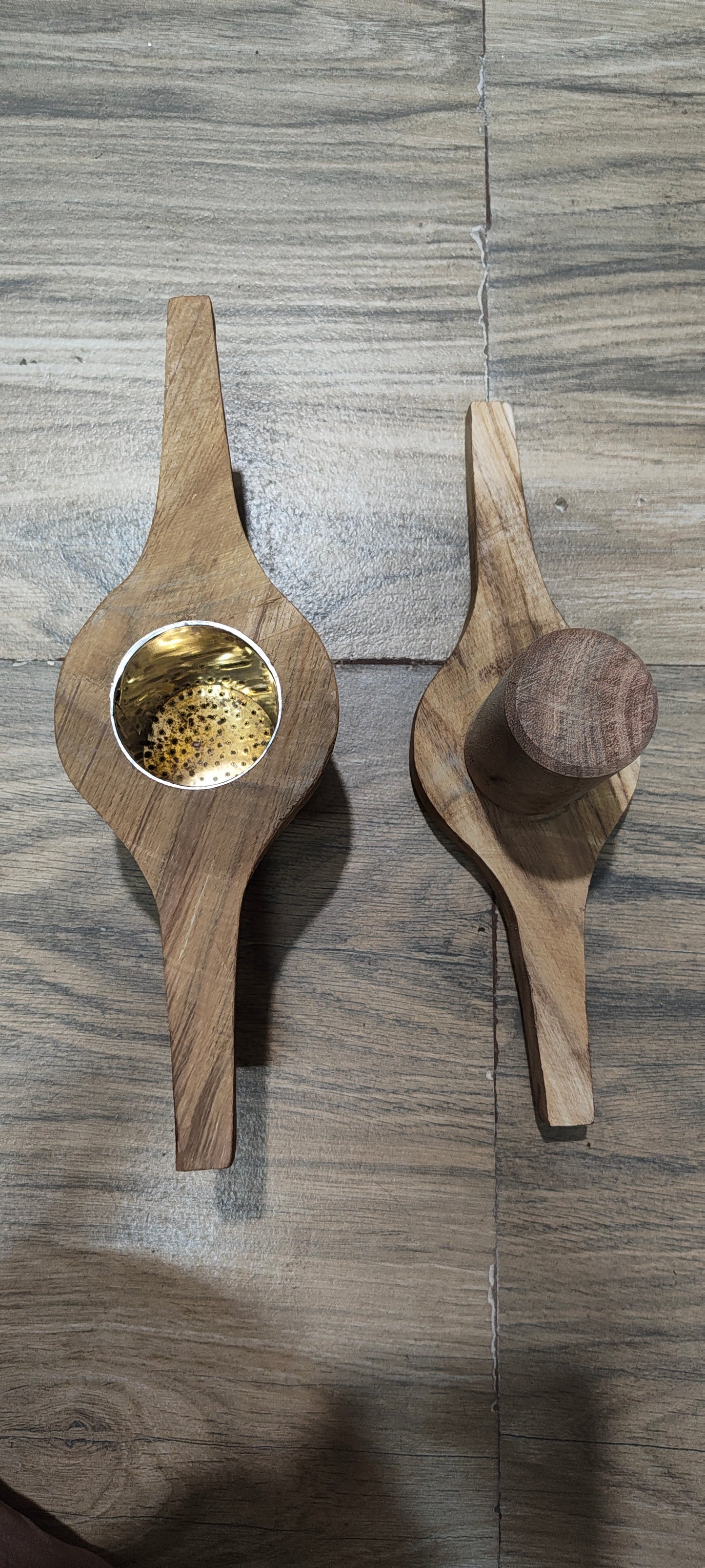 Teak Wood Idiyappam Maker | Sev Sancha Kitchen Press with Aluminum Clad Interior and Brass Bottom Sheet