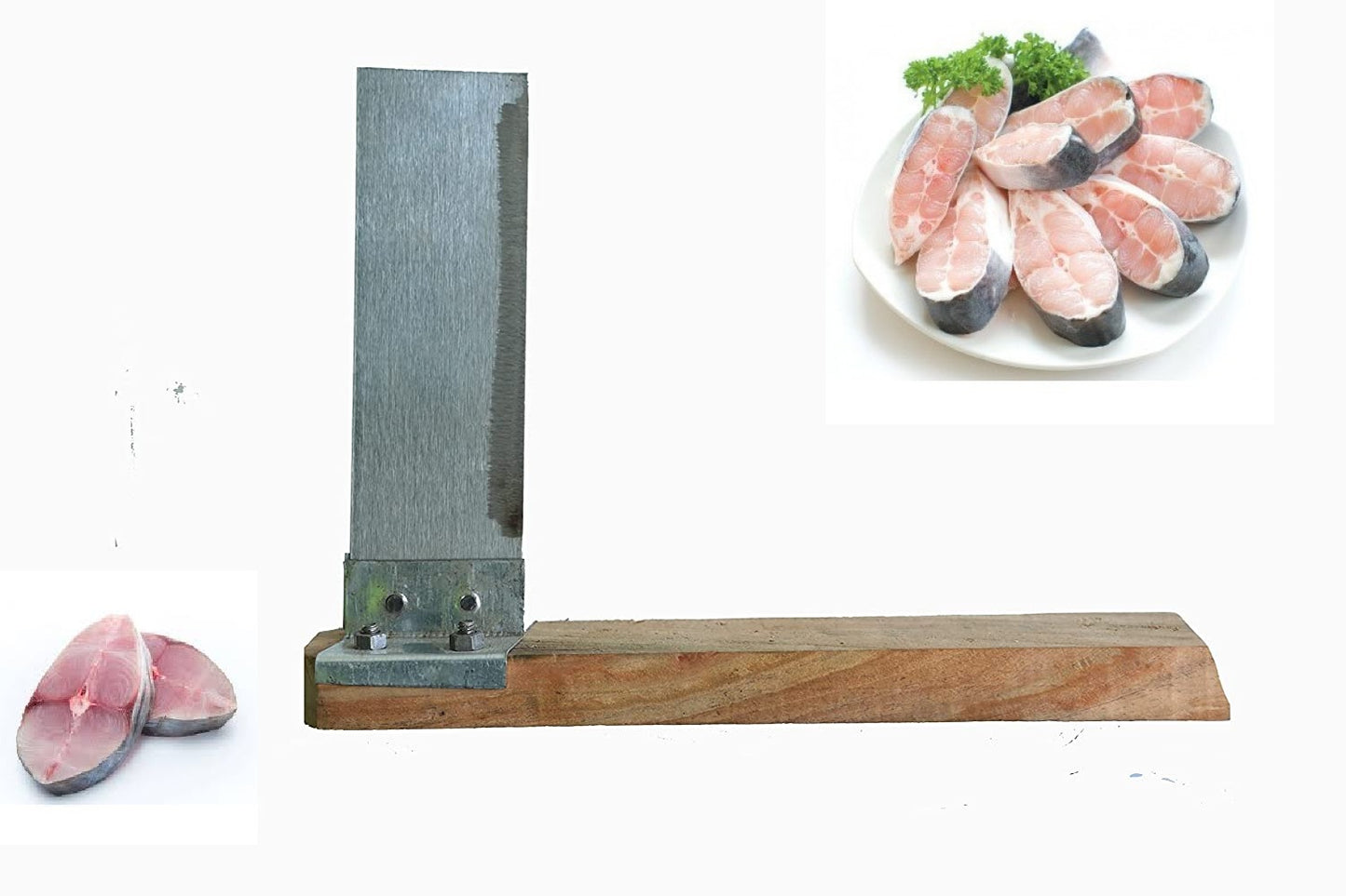 Traditional Steel Blade Fish & Vegetable Cutter with Wood Base