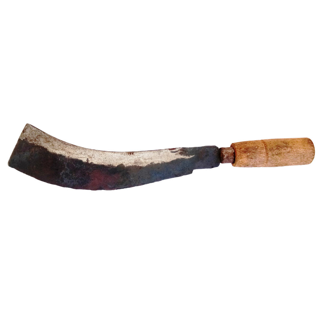 Handmade Iron Straight Billhook | Wood Cutting Knife | Coconut Breaker Tool | Motta Aruvaal | Koduval | Vaakathi | Vettukathi (40 cm Length, 600 g Weight) (Wooden Handle)