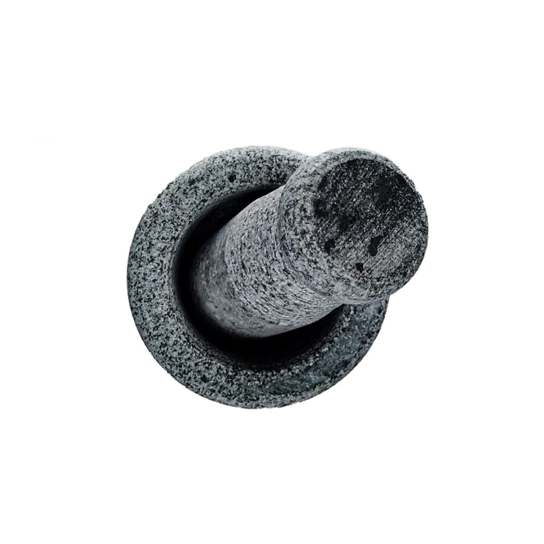 Natural Black Stone Mortar & Pestle / Khalbatta Okhli Masher / Khal Musal / Dasta Ural / Kundi Sota / Kharal Masher / Idi Kallu β Medium