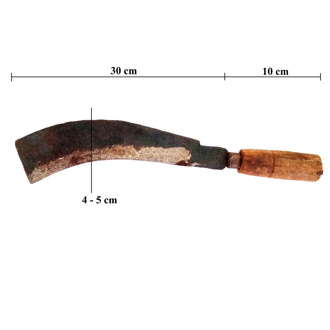 Handmade Iron Straight Billhook | Wood Cutting Knife | Coconut Breaker Tool | Motta Aruvaal | Koduval | Vaakathi | Vettukathi (40 cm Length, 600 g Weight) (Wooden Handle)