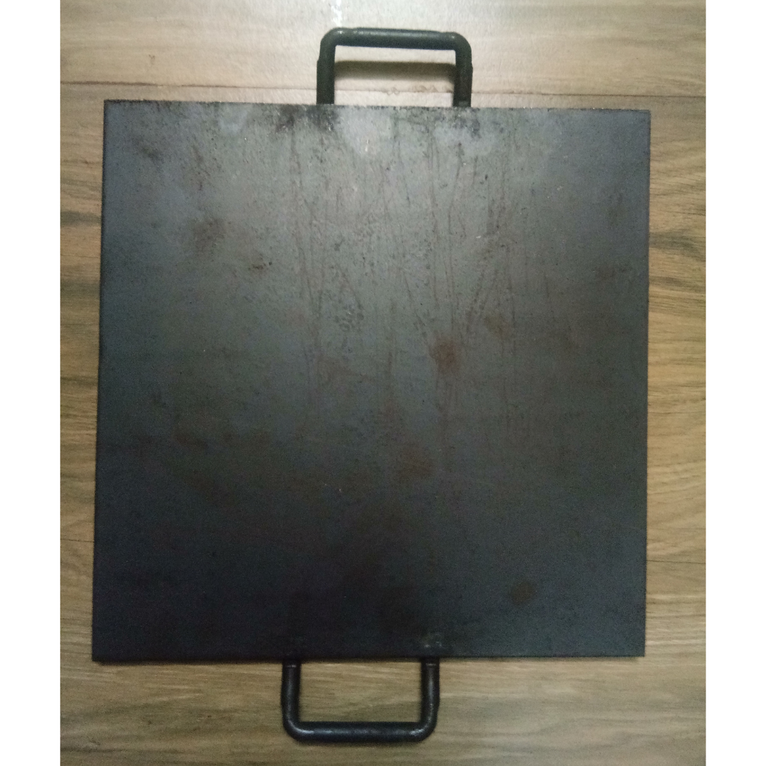 Induction & Gas Compatible Square Shaped Flat Base Iron Dosa Tawa (12 Inch, 2.5 Kg approximately)