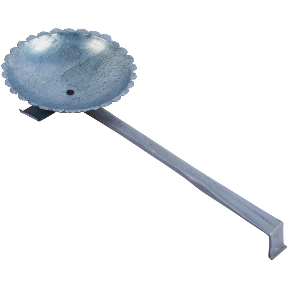 Handmade Iron Incense Burner with Handle β Dhoop Stand / Prayer Butler / Charcoal Dhoop / Incense Stand / Puja Dhoop; Medium (White, 150 g)