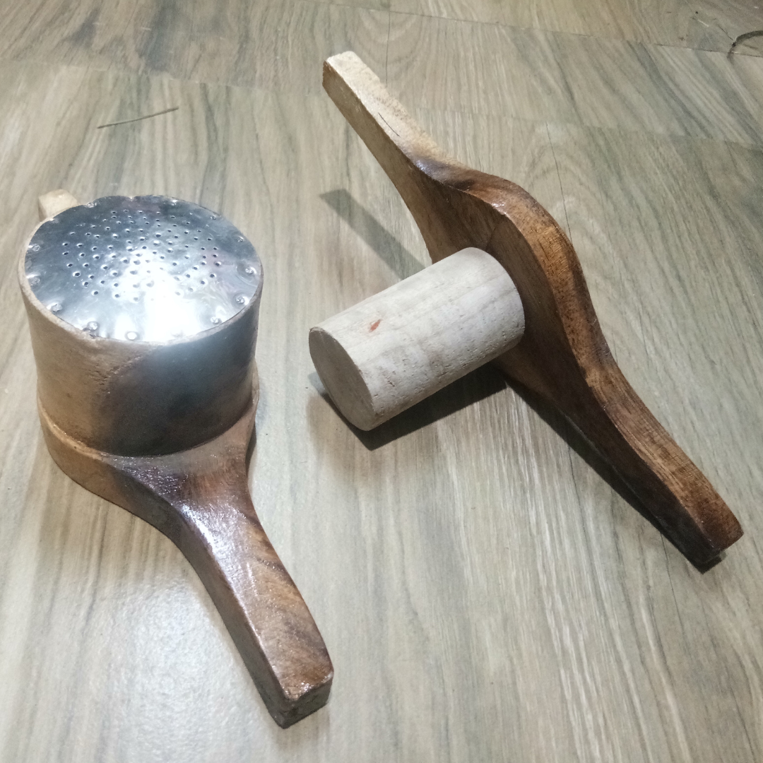 Traditional Wooden Kitchen Press, Idiyappam, Sev Sancha Maker with Stainless Steel Bottom Sheet